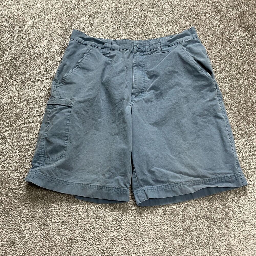 Columbia Cargo Shorts Mens 32 Solid Blue Flat Front Pockets Cotton Casual Sport